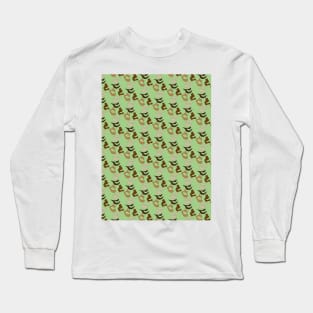 Geometric pattern mint green and brown Long Sleeve T-Shirt